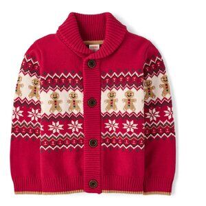 Gymboree Boys Gingerbread Fairisle Cardigan Red Size 18-24 M